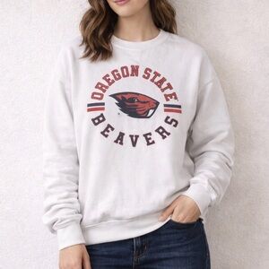 Oregon State Beavers Vintage Crewneck Sweatshirt White Large OSU